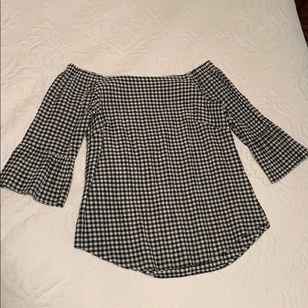 Checkered White House Black Market blouse